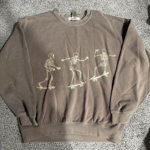 UO Brown Skeleton Graphic Crewneck Sweatshirt S/M